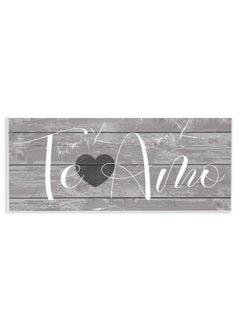Stupell Industries Stupell Industries Te Amo Romantic Rustic Grey Sign with Heart Wall Art, 7x17, Gray  - Image 1