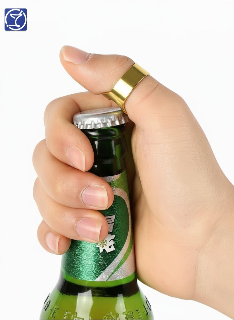 BarPros Multi-Function Ring-Shaped Bottle Opener, Stainless Steel Beverage Opener, Portable & Lightweight, Gold - Image 3