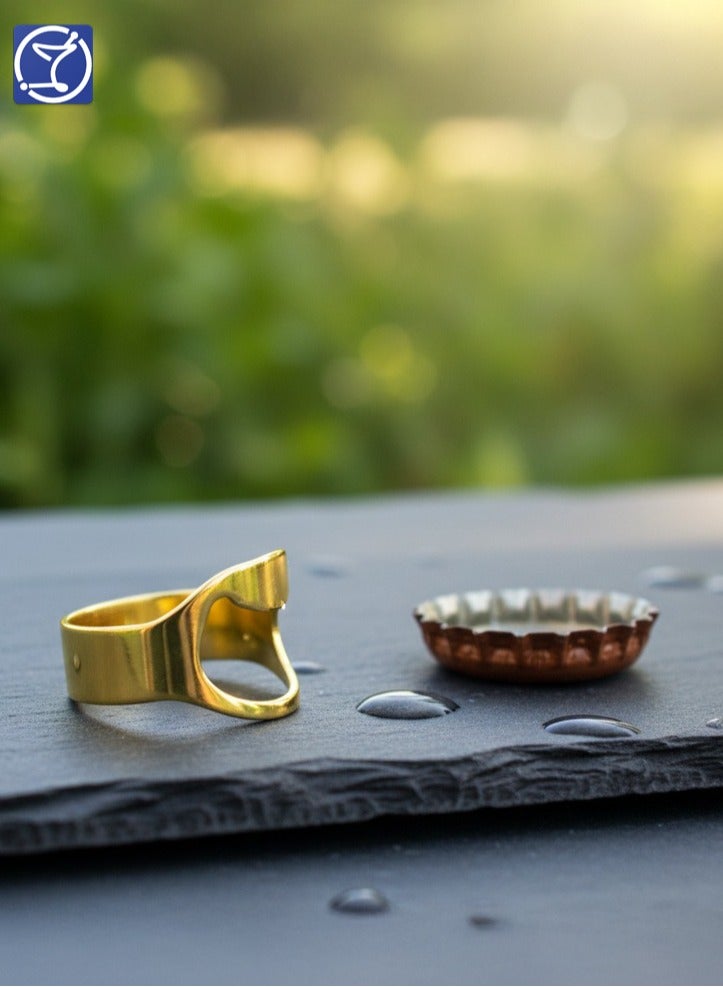 BarPros Multi-Function Ring-Shaped Bottle Opener, Stainless Steel Beverage Opener, Portable & Lightweight, Gold - Image 2