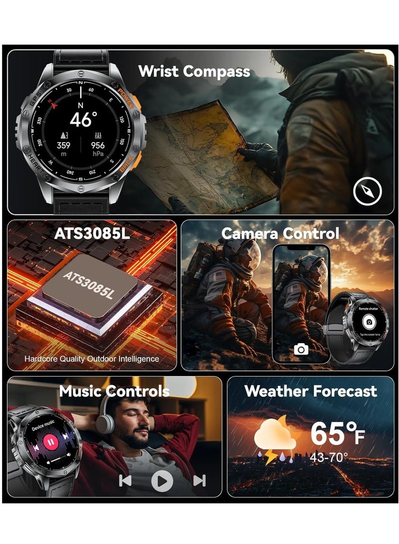 LIGE 45-Day Battery Military Rugged GPS Smart Watch: 1.43" AMOLED, IP68 Waterproof, 100+ Sports Modes, Compass & Flashlight for Men (Android & iOS)  - Image 3