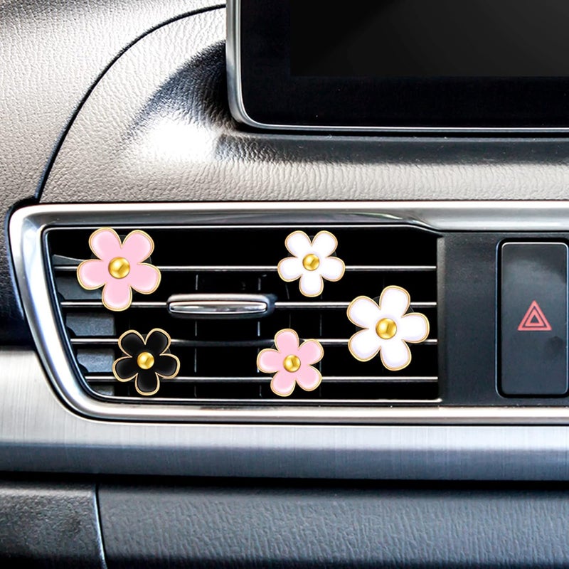 Frienda 6 Pcs Daisy Flower Air Vent Clip Accessories Air Conditioning Outlet Clip Car Air Freshener Dashboard Accessories Charm Car Inter Decor(3 cm, 3.3 cm,Black, Pink, White) - Image 4