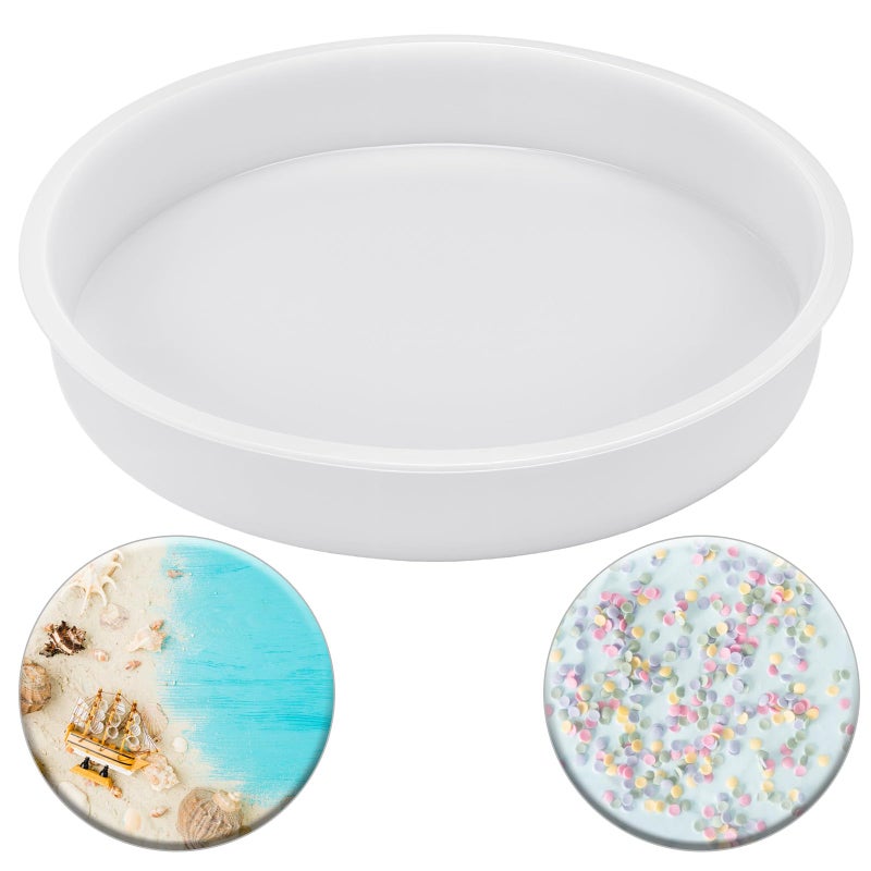 EupHHonycs Extra Large Resin Table Mold 12 Inch Round Silicone Tray Board Table Clock Mold for Epoxy Resin Casting DIY CraftsCutting Board Desktop Decoration - Image 2
