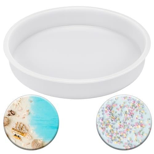 EupHHonycs Extra Large Resin Table Mold 12 Inch Round Silicone Tray Board Table Clock Mold for Epoxy Resin Casting DIY CraftsCutting Board Desktop Decoration - Image 1