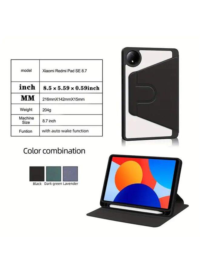Green Acrylic Case with Pen Holder 360 Rotating Stand Auto Wake Sleep for Redmi Pad SE 8 7 Inch - Image 2