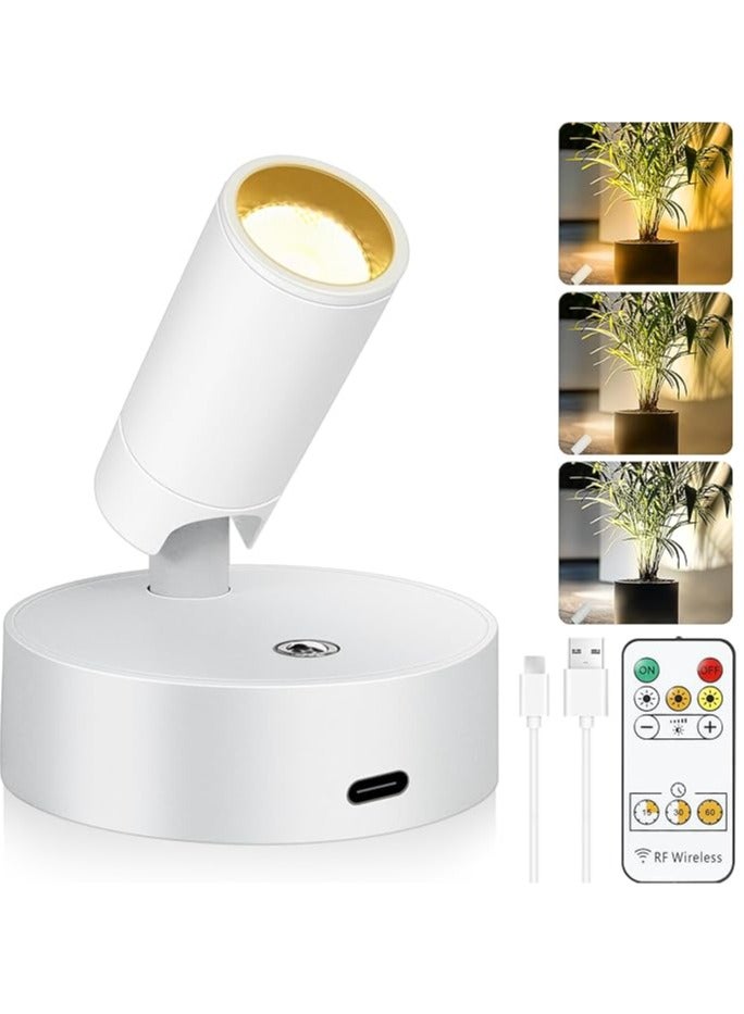 Arabest Wireless LED Spot lights Indoor Battery Operated with Remote, Rechargeable Up lights Indoor with Timer＆Dimmable, 3CCT Picture Lights for Wall, SpotLights Accent Uplighting for Plant, Artwork -White - Image 1
