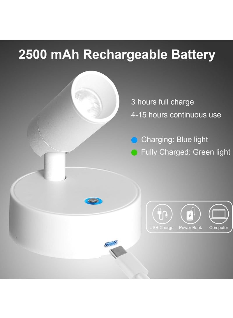 Arabest Wireless LED Spot lights Indoor Battery Operated with Remote, Rechargeable Up lights Indoor with Timer＆Dimmable, 3CCT Picture Lights for Wall, SpotLights Accent Uplighting for Plant, Artwork -White - Image 3