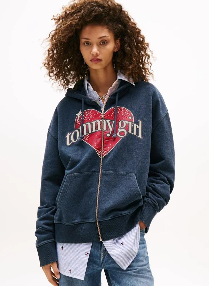 تومي جينز Graphic Zip Through Hoodie