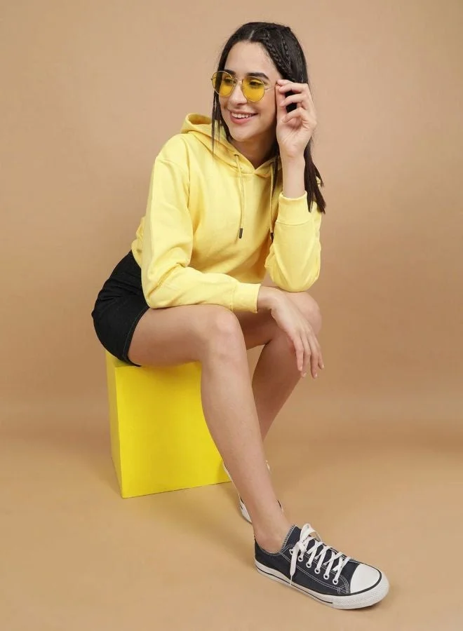 Freehand  Women Regular Fit Solid Hooded Neck Long Sleeve Overhead-Hooded Sweatshirt  | Best Price UAE