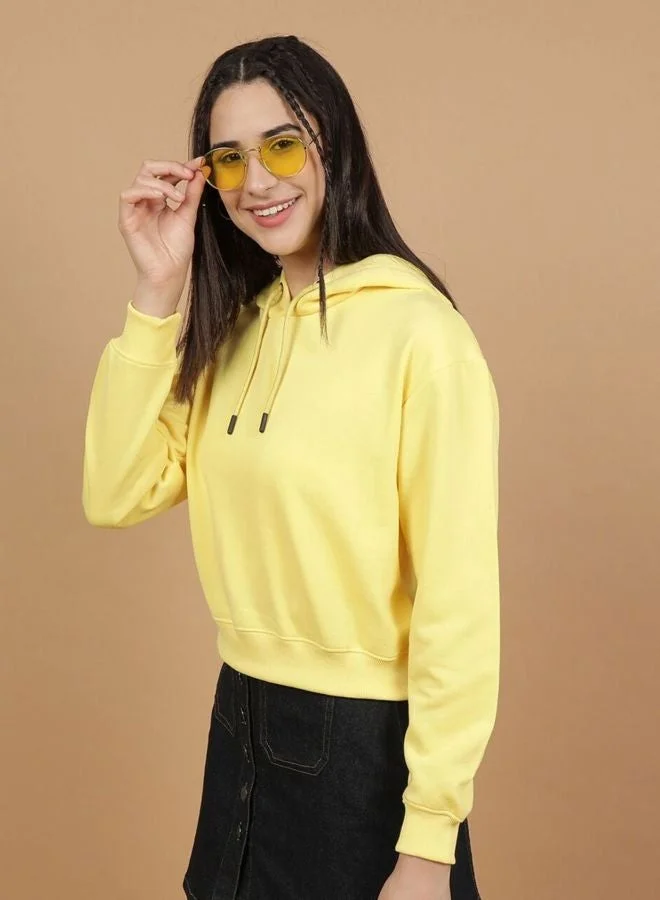 Women Regular Fit Solid Hooded Neck Long Sleeve Overhead-Hooded Sweatshirt