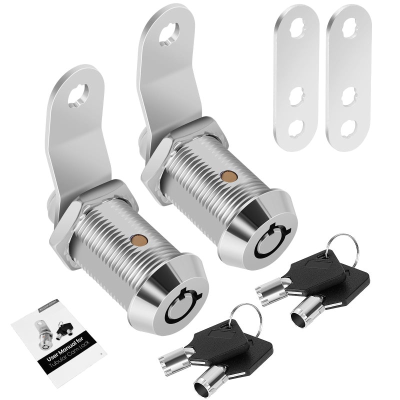 Cylinnda 2 Pack Cabinet Lock with Keys 1 RV Storage Locks Keyed Alike RV Locks for Storage Door Camper Toolbox RV Cam Locks with Manual2Pack 1 Inch - Image 2