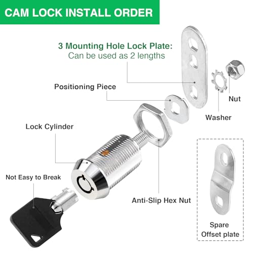 Cylinnda 2 Pack Cabinet Lock with Keys 1 RV Storage Locks Keyed Alike RV Locks for Storage Door Camper Toolbox RV Cam Locks with Manual2Pack 1 Inch - Image 3