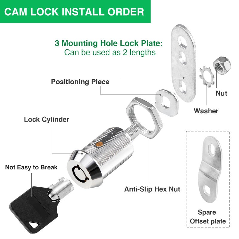 Cylinnda 2 Pack Cabinet Lock with Keys 1 RV Storage Locks Keyed Alike RV Locks for Storage Door Camper Toolbox RV Cam Locks with Manual2Pack 1 Inch - Image 4