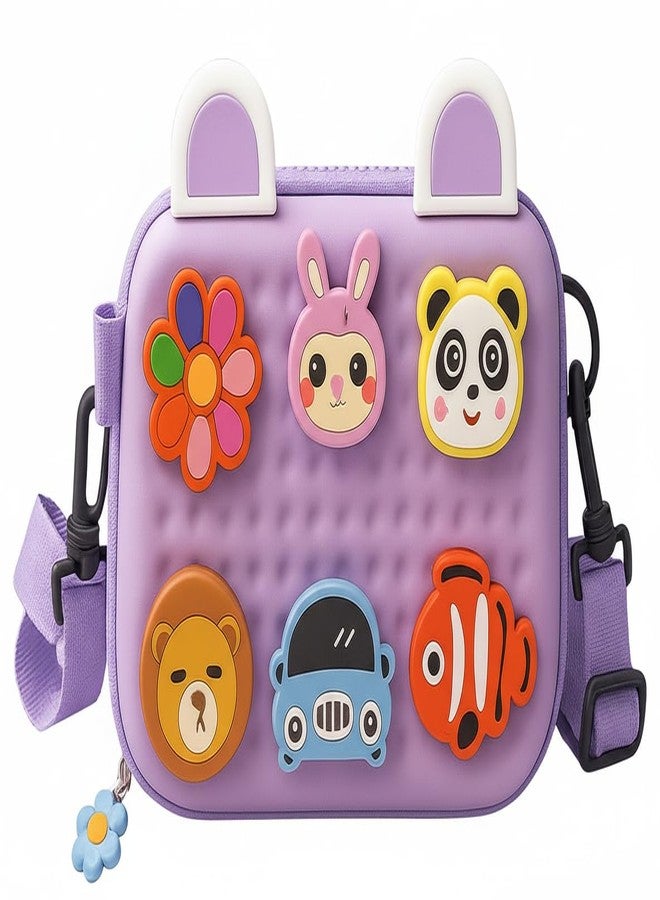 Skoolster Kids Cute Cartoon Crossbody Bag - 3D Animal & Car Design Silicone Shoulder Purse for Toddlers and Girls | Lightweight Waterproof Mini Bag for Travel, School & Outdoor Play (Purple) - Image 1