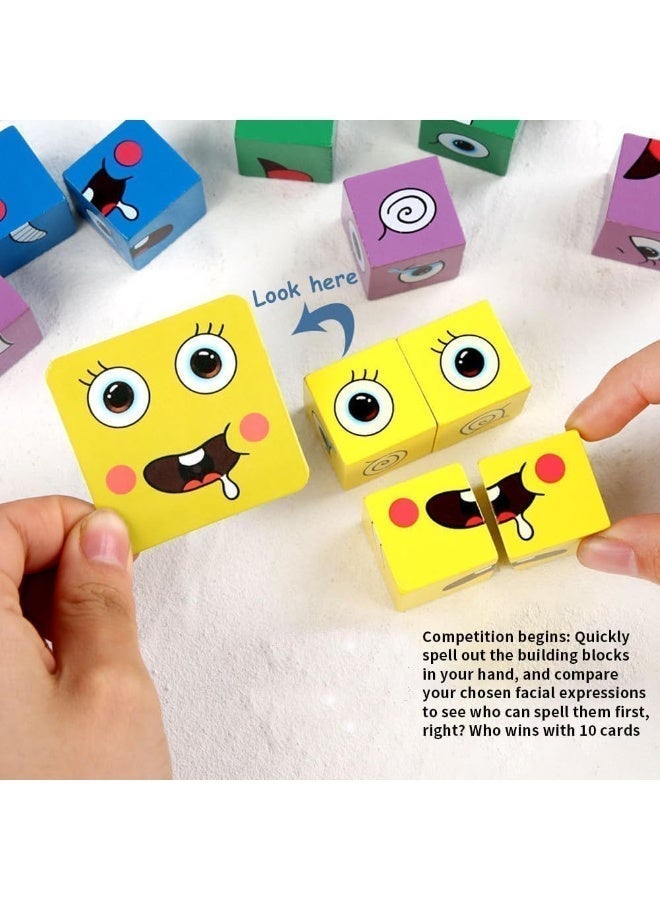 Twisoo Magic Cube Funny Face Puzzle for Kids | Educational Expression Blocks | Colorful Emoji Wooden Cube Toy | Montessori Learning Toy 3+ Years - Image 3