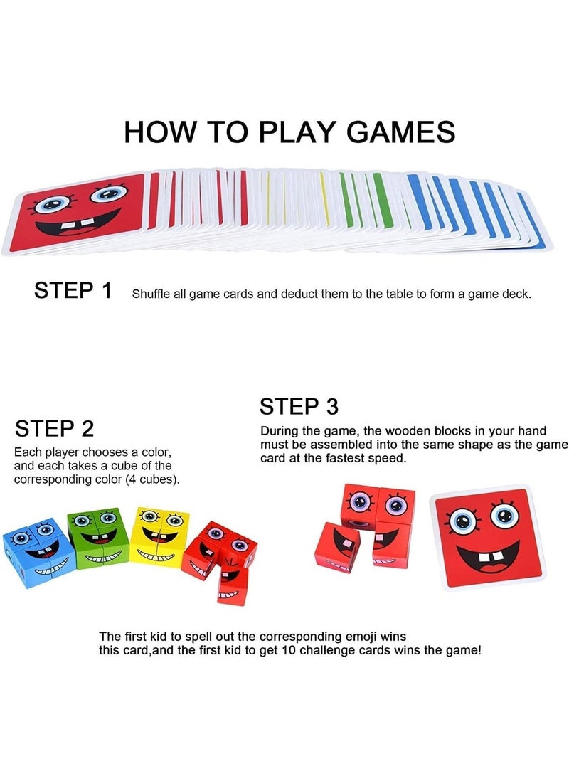 Twisoo Magic Cube Funny Face Puzzle for Kids | Educational Expression Blocks | Colorful Emoji Wooden Cube Toy | Montessori Learning Toy 3+ Years - Image 2