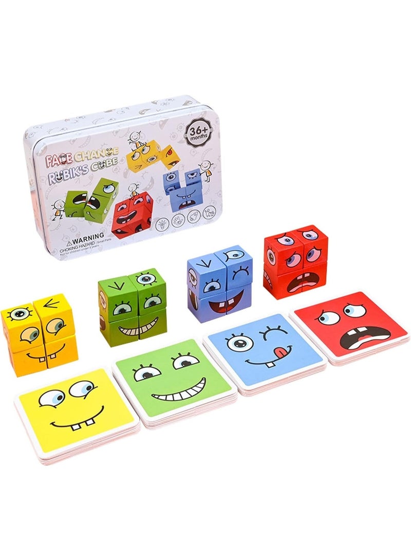 Twisoo Magic Cube Funny Face Puzzle for Kids | Educational Expression Blocks | Colorful Emoji Wooden Cube Toy | Montessori Learning Toy 3+ Years - Image 1