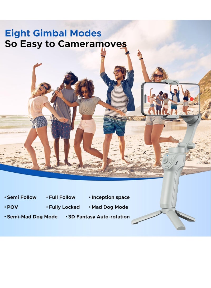 Excefore Portable 3-Axis Gimbal Stabilizer for Smartphone, Foldable Gimbal Gimble, Face Trakcing Stabilizer for Video Recording, for Apple/Android/Huawei/Samsung, TikTok YouTube Vlogging Kit - Image 5