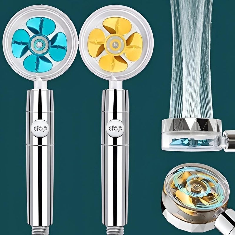 High Pressure Shower Head - Engineered with turbine technology, 6 spray modes, 360° adjustable angle, water-saving design, durable chrome finish for modern bathrooms. - Image 3