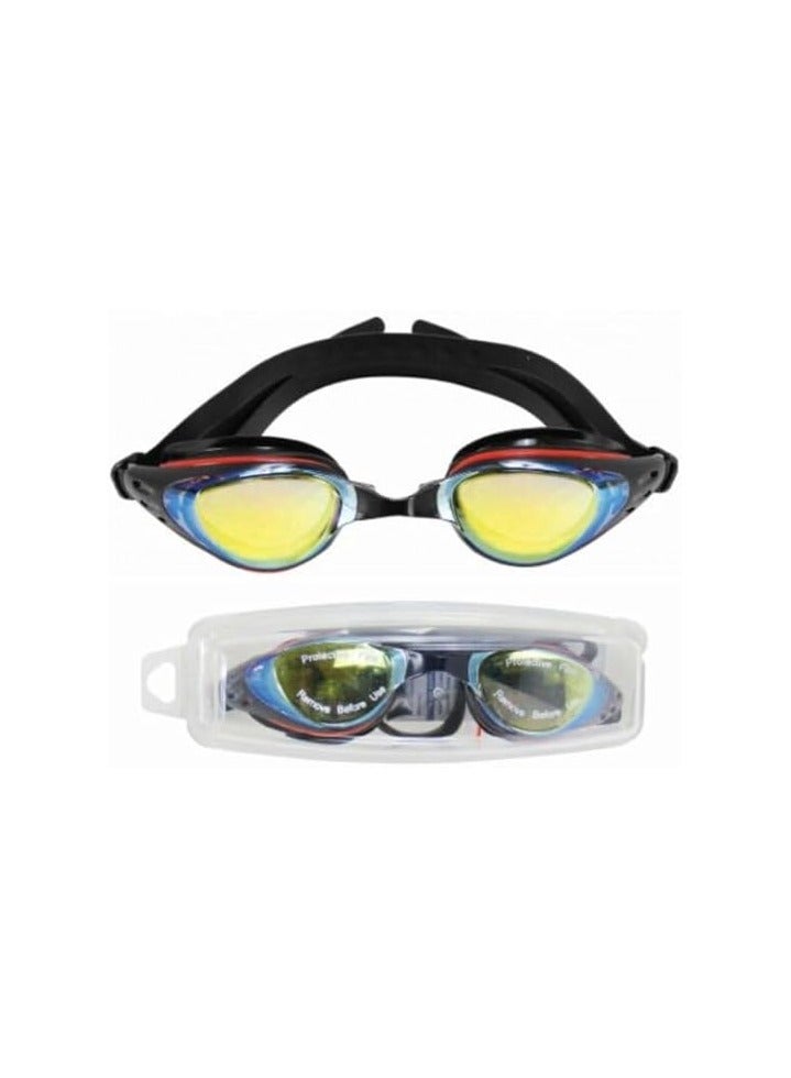 دي ام سي نظارات السباحة للبالغين، عدسات مرآة، إطار أسود، G3-01