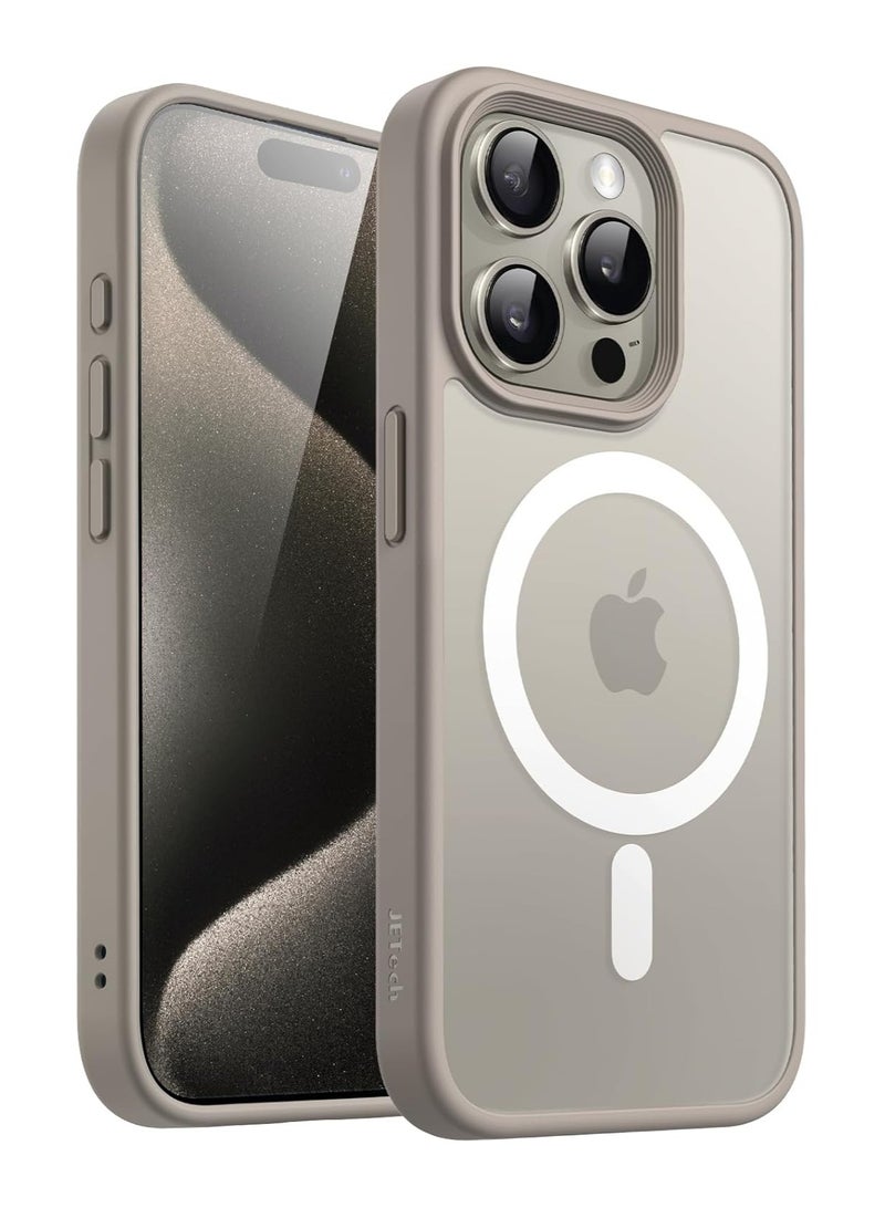 Magnetic Case for iPhone 16pro max 6.1-Inch Compatible with MagSafe, Shockproof Phone Bumper Cover, Solid Color Matte TPU Frame, Anti-Scratch Clear Back in brown  - Image 1