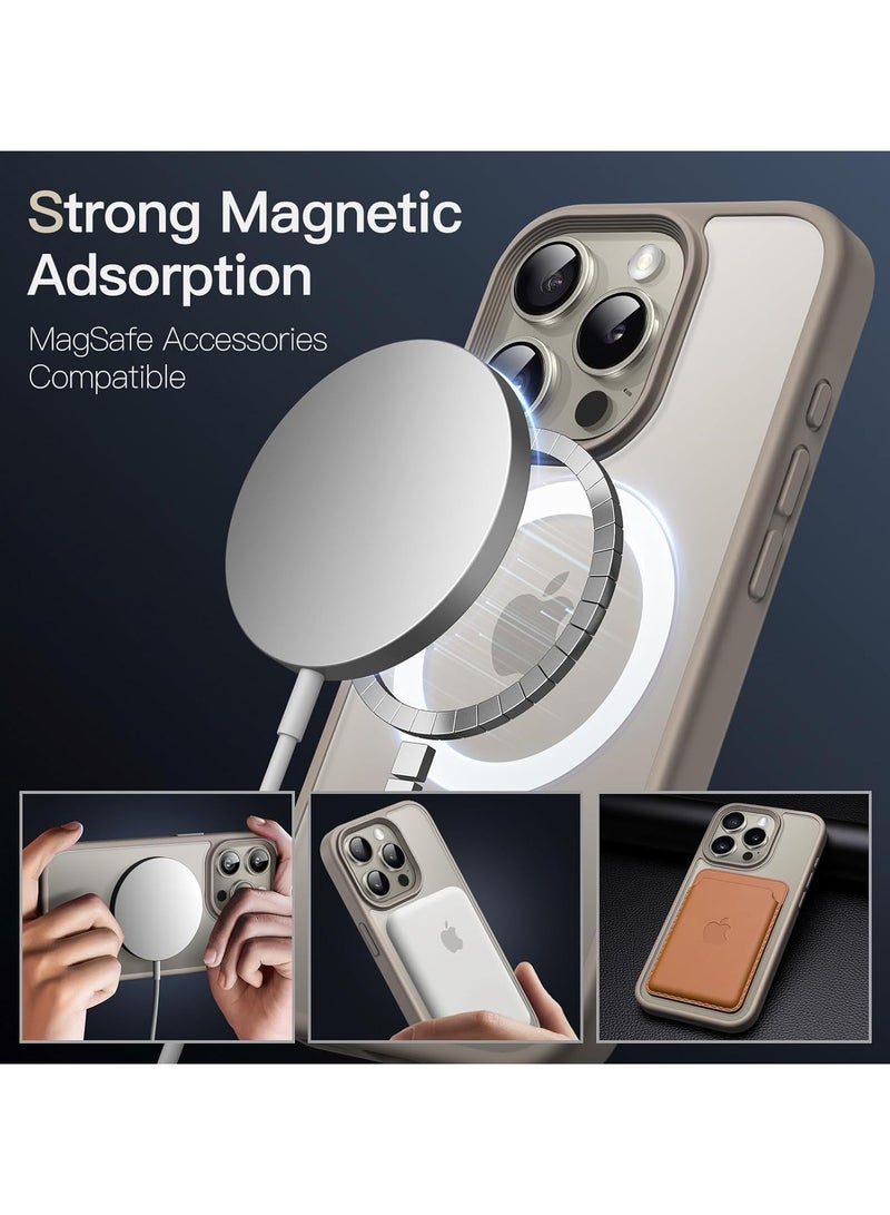 Magnetic Case for iPhone 16pro max 6.1-Inch Compatible with MagSafe, Shockproof Phone Bumper Cover, Solid Color Matte TPU Frame, Anti-Scratch Clear Back in brown  - Image 4