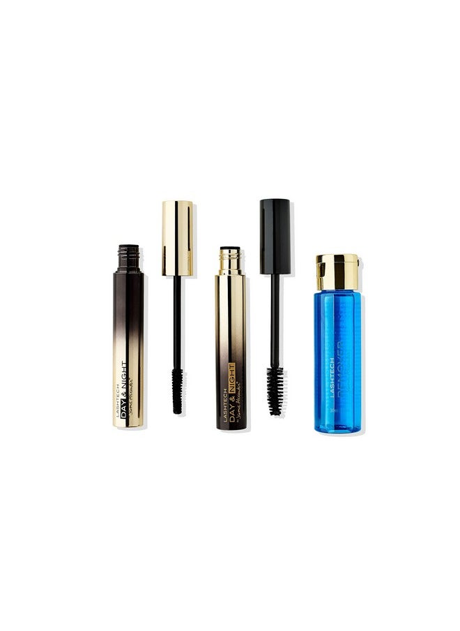 Jerome Alexander Lashtech Day & Night Volumizing Mascara Set With Eye Makeup Remover Black  - Image 1