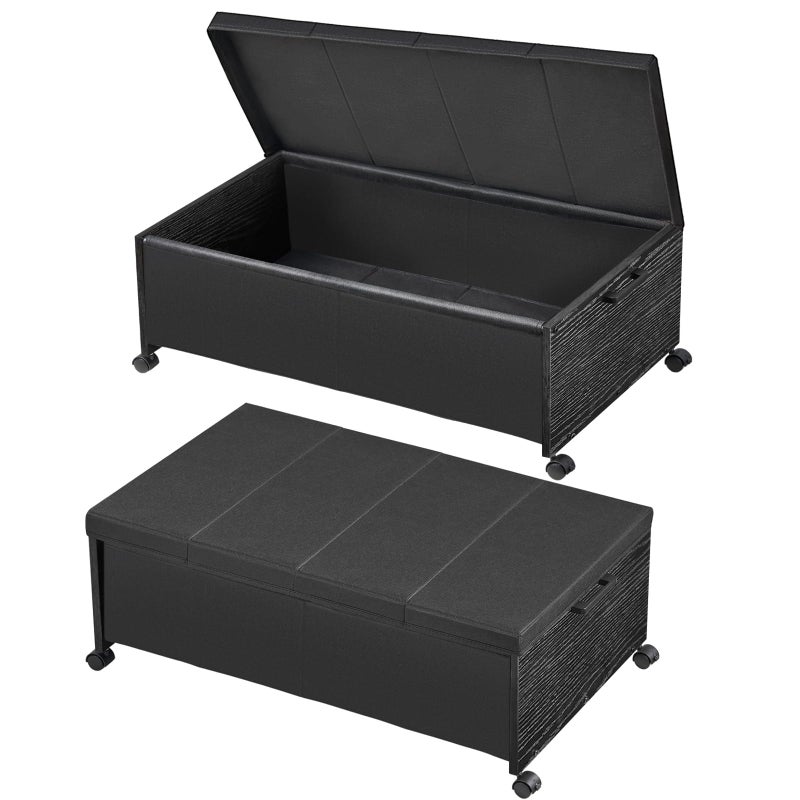 FOUCSSOMEI Under Bed Drawers on Wheels, XXXXL Size, UnderBed Storage with Wheels, Wooden Under Bed Storage, Underbelly Storage, Heavy Duty, Patented Design - Image 1