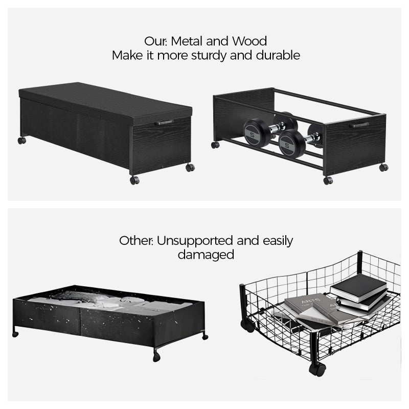 FOUCSSOMEI Under Bed Drawers on Wheels, XXXXL Size, UnderBed Storage with Wheels, Wooden Under Bed Storage, Underbelly Storage, Heavy Duty, Patented Design - Image 4
