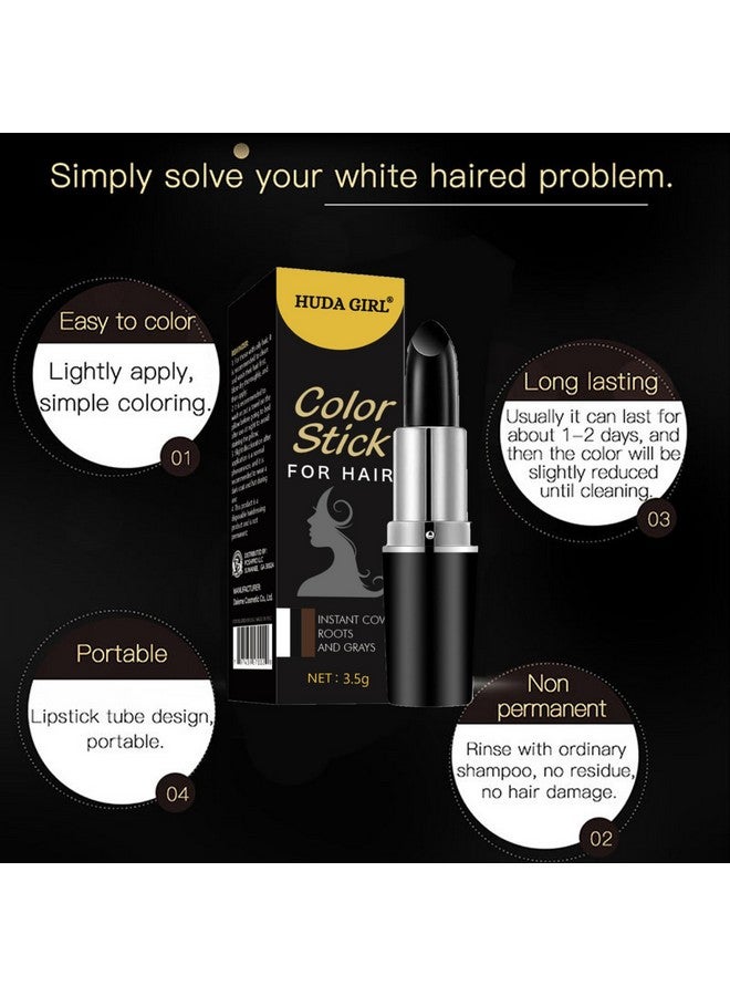 HUDA GIRL Natural Hair Color Root Touch Up For Grey Hair, Non-Toxic White Hair Coverage Touch Up Hair Dye Pencil For Men & Women (Black) - Image 2