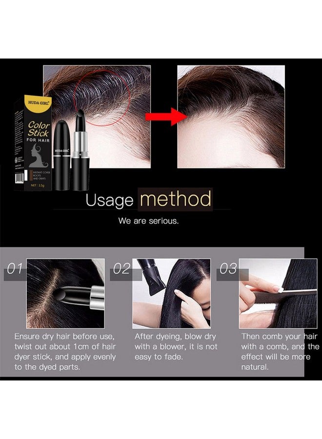 HUDA GIRL Natural Hair Color Root Touch Up For Grey Hair, Non-Toxic White Hair Coverage Touch Up Hair Dye Pencil For Men & Women (Black) - Image 1