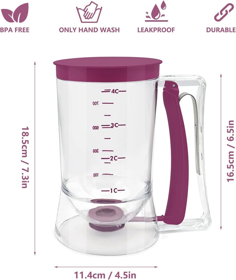Portal Kndatle Pancake Cupcake Batter Dispenser, Batter Separator Bakeware Maker with Measuring Label, Perfect Baking Tool for Cupcakes, Waffles, Muffin Mix, or Any Baked Goods - Image 5