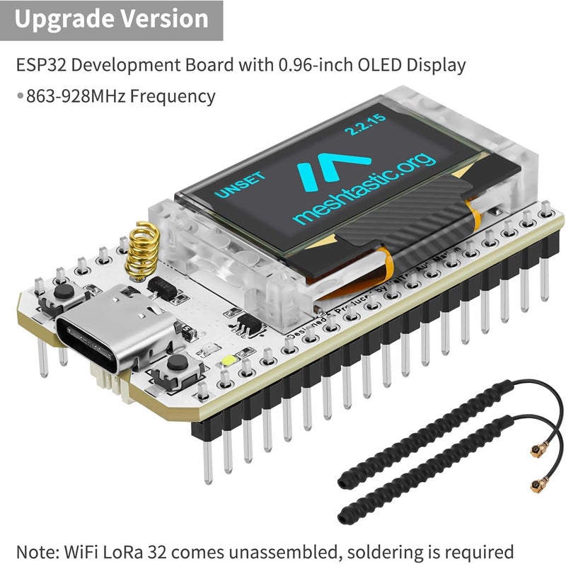 MakerFocus ESP32 LoRa V3 Development Board with 3000mAh Battery, Protective Case, 915MHz Antenna Integrated WiFi Bluetooth SX1262 CP2102 for Meshtastic IoT Arduino - Image 2