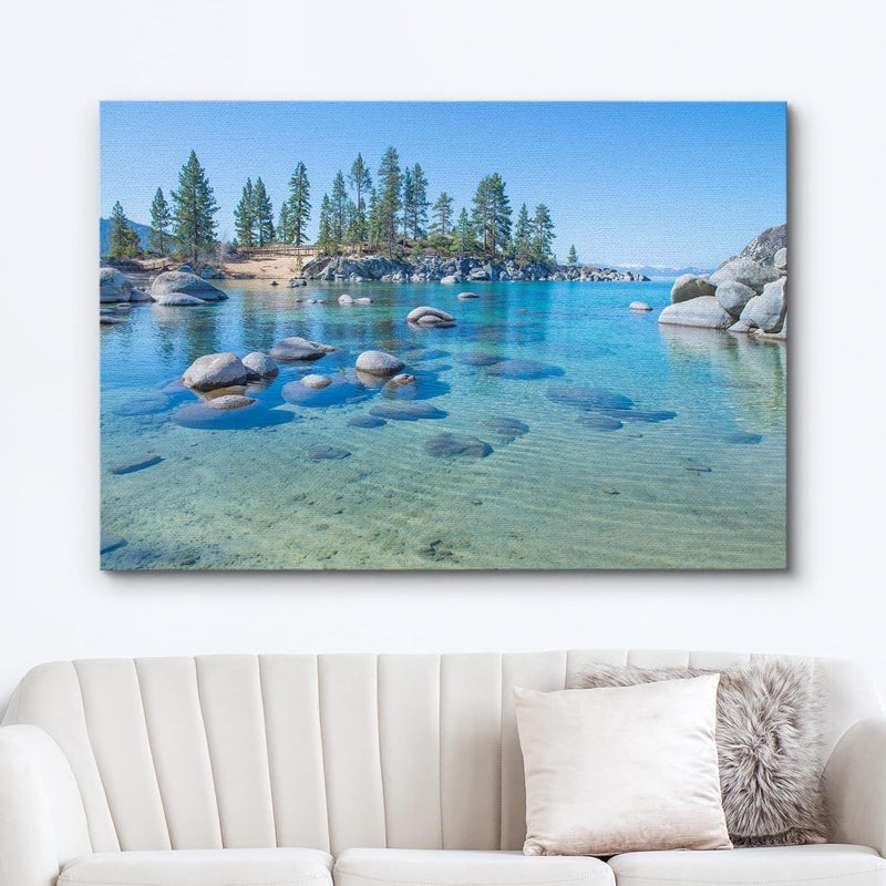 wall26 Canvas Prints Wall Art - Beautiful Blue Clear Water on The Shore of The Lake Tahoe - Image 2