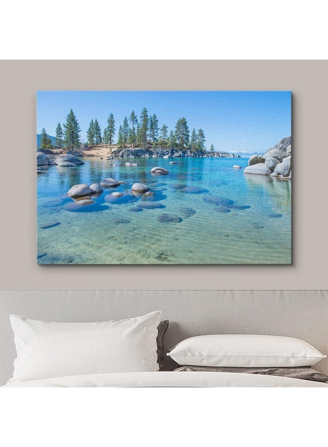 wall26 Canvas Prints Wall Art - Beautiful Blue Clear Water on The Shore of The Lake Tahoe - Image 3