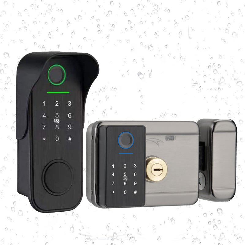 Waterproof Old-Fashioned Iron Door Fingerprint Password Lock Graffiti Wif Wiring-Free Cow Head All Smart Waterproof Password Door Lock - Image 1