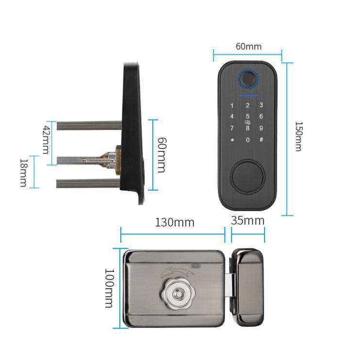 Waterproof Old-Fashioned Iron Door Fingerprint Password Lock Graffiti Wif Wiring-Free Cow Head All Smart Waterproof Password Door Lock - Image 3