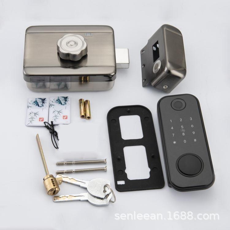 Waterproof Old-Fashioned Iron Door Fingerprint Password Lock Graffiti Wif Wiring-Free Cow Head All Smart Waterproof Password Door Lock - Image 4