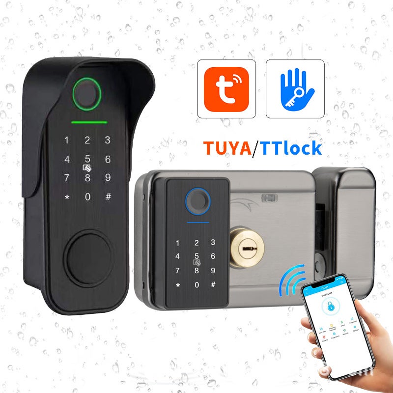 Waterproof Old-Fashioned Iron Door Fingerprint Password Lock Graffiti Wif Wiring-Free Cow Head All Smart Waterproof Password Door Lock - Image 2