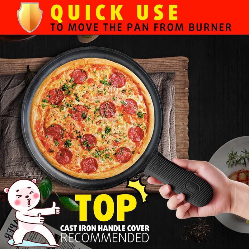 Cbiumpro 2-Pack Cast Iron Handle Cover, Silicone Heat Resistant Hot Cast Iron Skillet Pan Handle Covers Holder Sleeve - Image 4