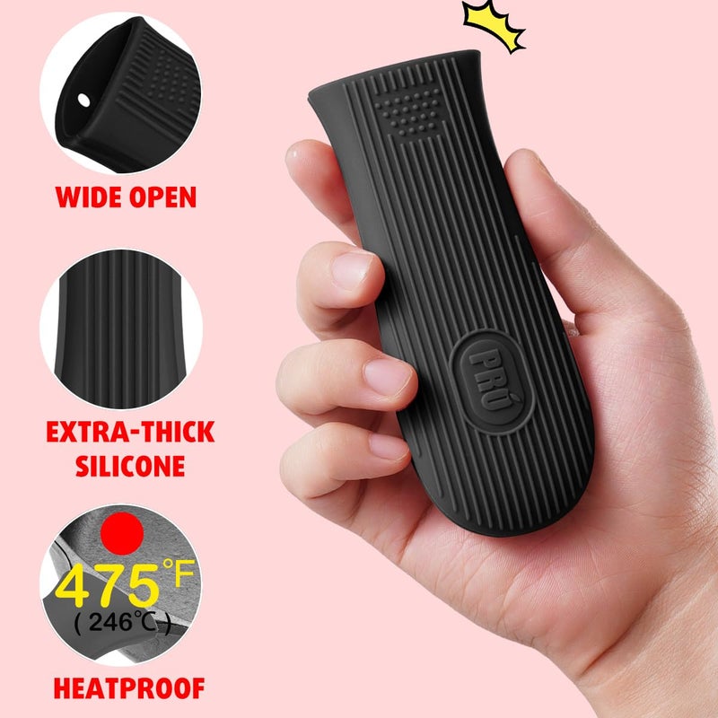 Cbiumpro 2-Pack Cast Iron Handle Cover, Silicone Heat Resistant Hot Cast Iron Skillet Pan Handle Covers Holder Sleeve - Image 5