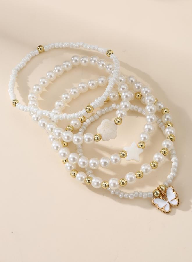 Take Two Pack of 5 - White Beaded Bracelet - Image 3