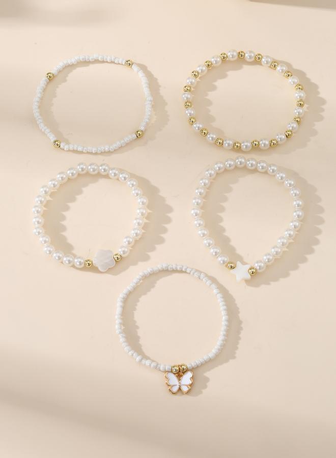 Take Two Pack of 5 - White Beaded Bracelet - Image 4