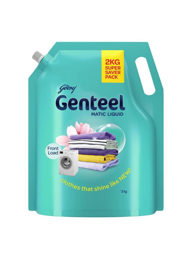Genteel Matic Liquid Detergent Refill Pouch for Front load Washing - 2kg | No Soda Formula | with Added Fabric Conditioner - Image 1