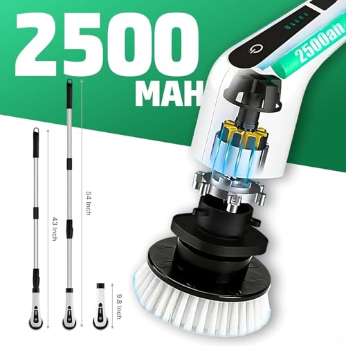 TOMdoxx Electric Spin Scrubber Rechargeable Cleaning Brush, Cordless & Portable Power Scrubber Kit with Replaceable Brush Heads (9 in 1) - Image 2
