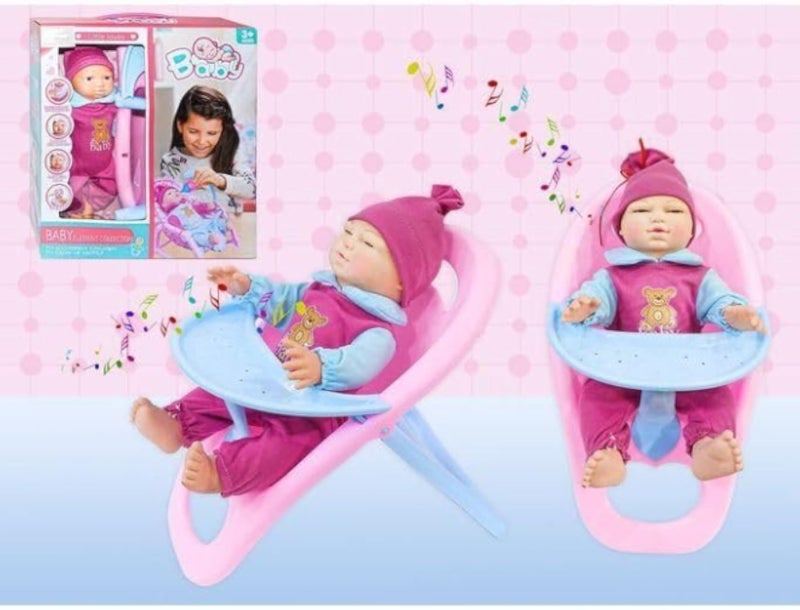 باير دمية تفاعلية مع مستشعرات ذكية، تتحدث وتغني، كرسي وردي