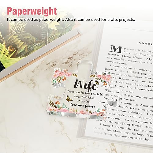 Buioata Mothers Day Gifts for Wife - Engraved Acrylic Block Puzzle Plaque Decorations 3.9 x 3.3 inch - Delicate Wife Birthday Gifts from Husband - Anniversary Mothers Day Birthday Gifts for Wife, Ideas - Image 5