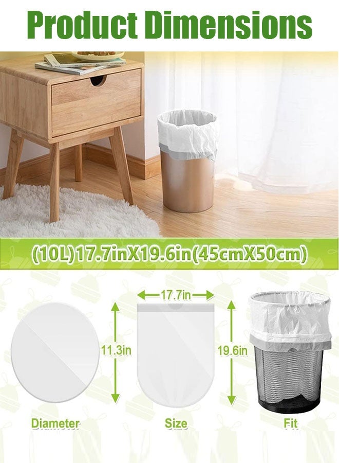 أكياس قمامة بمقبض ربط، أكياس قمامة بسعة 10 لتر مزودة برباط، أكياس قمامة سميكة مانعة للتسرب  للحمام والمرحاض وغرفة النوم والمكتب والمطبخ، 75 قطعة، تناسب صناديق قمامة بسعة 5-10 لتر - Image 3
