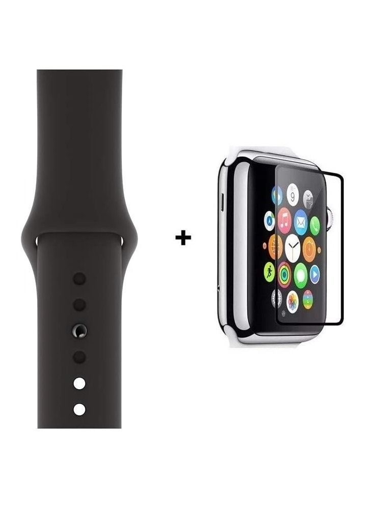 JOMILA Compatible with Apple Watch Band Soft Silicone Sport Replacement Strap Compatible with iWatch Series 6 5 4 3 2 1 SE Women Men With Free Glass 42/44MM  - Image 1
