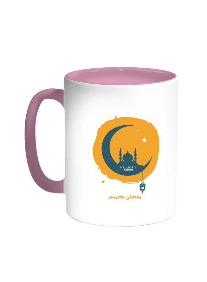 RYN Ramadan Kareem Printed Coffee Mug Pink/White 11ounce