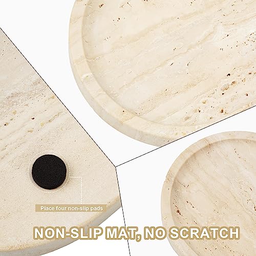 Koville Italian Natural Travertine Vanity Decorative Marble Tray, 12"x6" Light Beige Travertine Wabi Sabi Style Catchall Tray for Perfume, Candles, Jewelry - Image 3